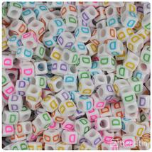 BeadTin Letter D White Opaque 6mm Cube Alphabet Beads - Colors (80pcs) - $2.09