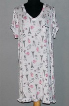 Layla Paris Eiffel Tower Roses Stripes Poodles Ruffle Nightgown Wm&#39;s Plus $50 - £27.96 GBP