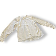 Worthington Petite Women&#39;s Long Sleeve White Shimmer Blouse Top Size 12 - £8.07 GBP