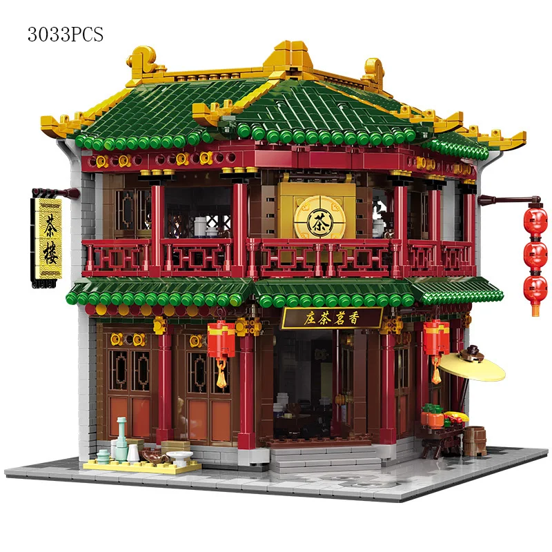 Chinatown City Street View Architecture China Tea Shop Building Block - £170.82 GBP