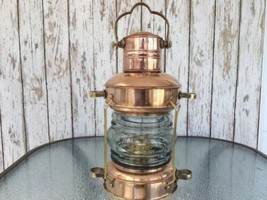 15&quot; Brass &amp; Copper Anchor Oil Lamp Antique Maritime Ship Lantern Boat Light - £43.16 GBP