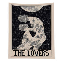 Anyhouz Tapestry Black Lovers 150X130 cm Tarot Card Psychedelic Scene Art Hippie - £27.06 GBP