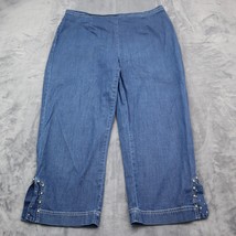 City Girl Pants Womens 16 Blue High Rise Side Slit Medium Wash Denim Pull On - £20.55 GBP