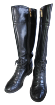 Tommy Hilfiger Women&#39;s Black Leather Riding Boots Lace-Up Detail ~6 ~ - $28.04