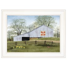 Tulip Quilt Block Barn 1 White Framed Print Wall Art - $99.49