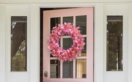 20" Forsythia Wreath Front Door Wall Porch Artificial Pink All Year Home... - $23.49