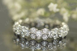 Women&#39;s 1.25Ct Round Cut Diamond Eternity Wedding Band Ring 14KWhite Gold Finish - £72.10 GBP