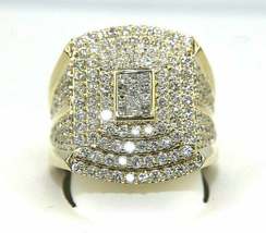 Men&#39;s Cluster Unique Design Ring 2.25 ct Round Diamond in 14k Yellow Gold Over - £103.70 GBP