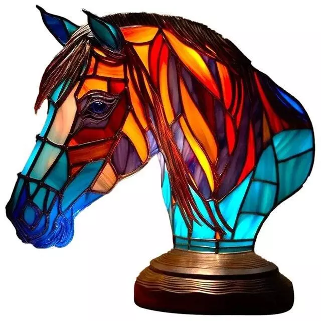 3d Horse Table Lamp Series Stained Glass Stained Night Light Retro Desk ... - $67.17 CAD
