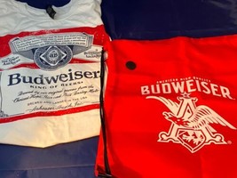 Budweiser Beer Rare Promo T-Shirt &amp; Drawstring Bag Backpack Sz XL White ... - £22.12 GBP