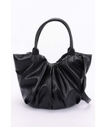 Faux Leather Tote Bag with Ruched Detailing - Stylish &amp; Durable Accessory - $32.50