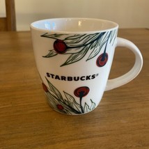 Starbucks 2020 Christmas Holiday Coffee Mug Cup12 oz. White Red Holly Berries - £8.78 GBP