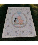 Vintage Precious Moments Floral Piggy &amp; Skunk Quilted 42x35 Baby Blanket... - $64.35
