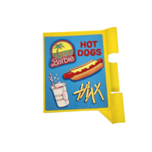 VINTAGE 1987 MATTEL BARBIE HOT DOG STAND PLAYSET REPLACEMENT YELLOW SIGN - £9.65 GBP