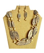 Exotic Oval Swirls Tribal Style Multi Strand Beaded Necklace Earrings Se... - £23.55 GBP