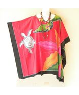 KL123 Turtle Batik Hand Painted Caftan Poncho Hippy Women Blouse Top up ... - $26.90