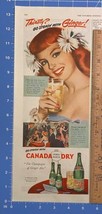 Vintage Print Ad Canada Dry Ginger Ale Pretty Redhead Girl Pop Soda 13.5 x 5.25&quot; - £10.72 GBP