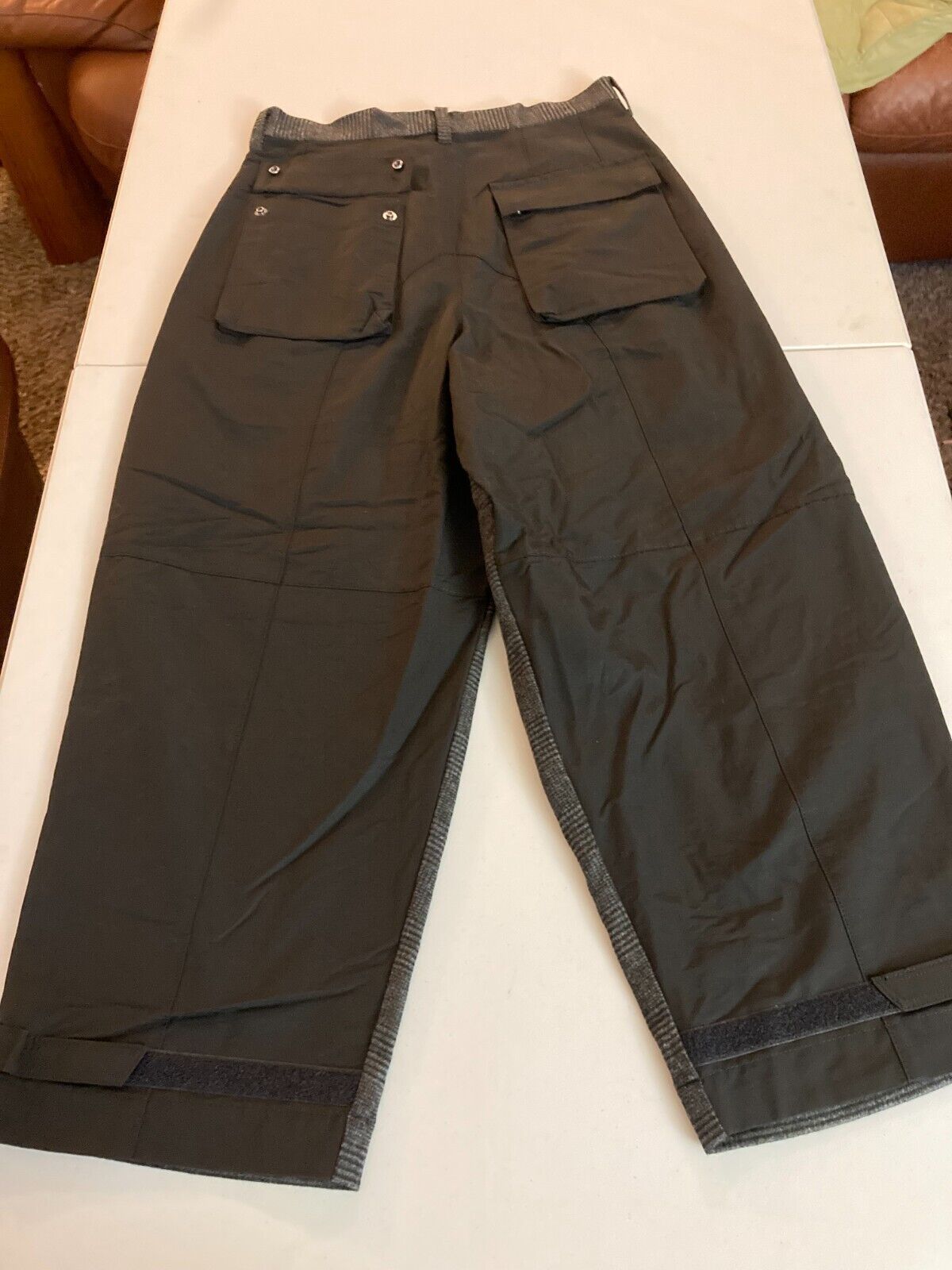 ZUCCa 7 GROSGRAIN COMBINATION Drop Crotch Cropped Pleated Trousers Grey-Medium Item image 2