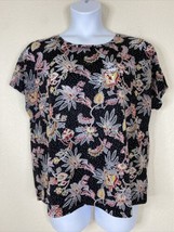 Cato Women Plus Size 14/16W (0X) Black Dot Floral Blouse Short Sleeve Casual - £5.99 GBP