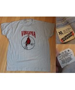 Vintage Single Stitch T-shirt VIRGINIA grey Size XL cardinal bird MADE I... - $29.99