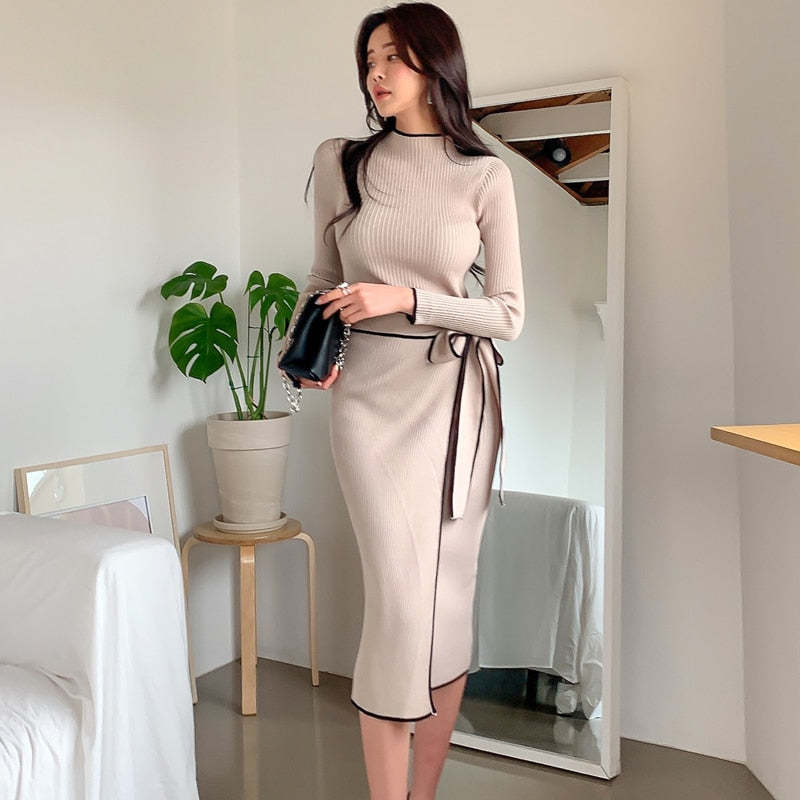Lace-Up Knitted Mid-Length Sweater Dress Item image 3