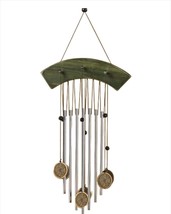 Asian Styled Wind Chimes Metal and Wood 18" Long Zen Music Garden Serene Porch