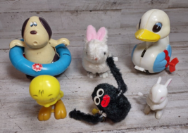 Lot of 6 Vintage Wind Up Toys Wobbly Woozer Action Pets Duck Bunny Rabbit READ - £29.17 GBP