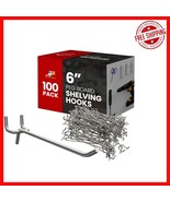 6&quot; Durable Silver J-Style Pegboard Hooks - 100 Pack for Secure Tool Storage - $52.46