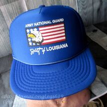 Vtg US Flag ARMY Ntl Guard Mesh Snapback Trucker Hat Spirit of Louisiana... - $34.65
