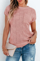 Andrea Lattice Textured Knit Short Sleeve Sweater - $23.99