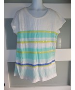 Gap Kids Water Color Stripes W/Sequence White SS Shirt Size XL (12) Girl&#39;s - $275.42 MXN
