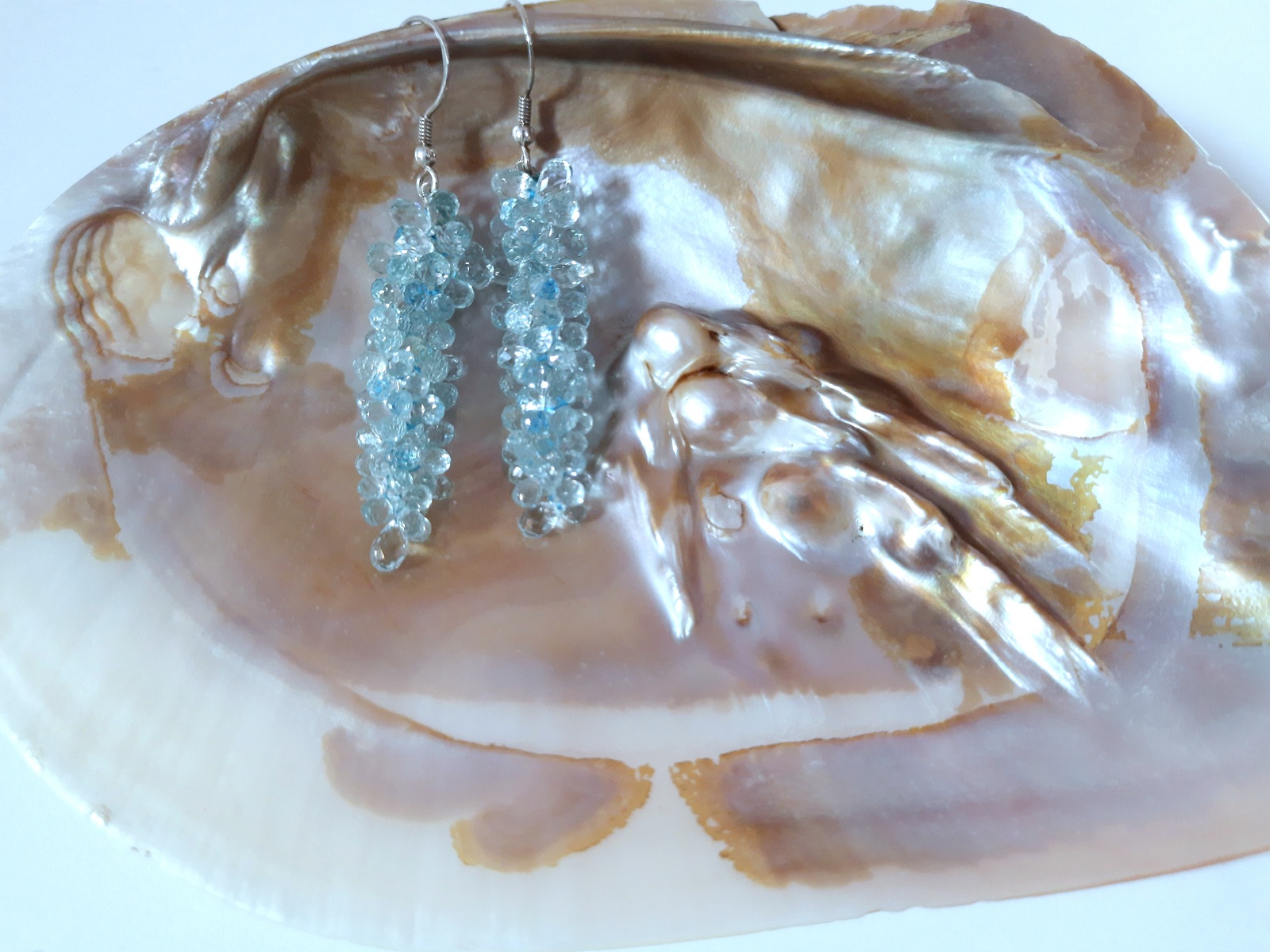 Primary image for Natural Aquamarine Drops Earrings, Blue Gemstones Earrings 
