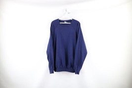 Vtg 70s Streetwear Mens 2XL Faded Blank Boxy Fit Crewneck Sweatshirt Blu... - £38.66 GBP