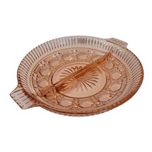 Vintage Pink Depression Glass Divided Round Serving Dish Nuts Candy Trin... - $9.89