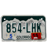 Colorado Motorcycle License Plate - 854-LHK - Green/White-Expired 5/15 - $13.10