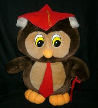 14&quot; Vintage Honey Bunch Toys Avon Brown Owl Stuffed Animal Plush Toy Big Red Tie - £29.86 GBP