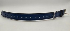 Barn Dog Bling Padded Leather Dog Collar with Swarovski Crystals, 14&quot; - BLUE - £23.80 GBP