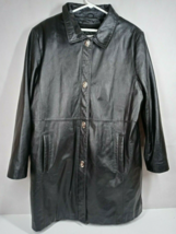 Vintage Pamela McCoy Black 100% Genuine Leather Trenchcoat Size XL - £155.03 GBP