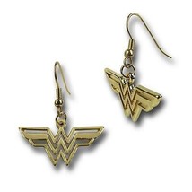 Wonder Woman Symbol Gold Dangle Earrings Gold - £13.35 GBP