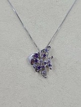 Openwork Fish with Purple and White CZ Pendant and Chain, Sterling Silver - $32.00