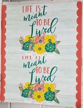 Set Of 2 Hard Plastic Placemats, 12&quot;x18&quot;, Flowers, Life Is M EAN T To Be Lived, Gr - £10.27 GBP