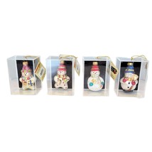 Vtg Designers Studio Christmas Snowman Hand Crafted Glass Ornaments Lot Of 4 - £21.84 GBP