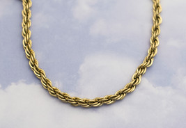 Vintage Gold-Tone Statement Rope Chain Necklace 18 inches by Crown Trifari H1 - £19.76 GBP