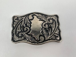 Vintage Silver Tone and Black Belt Buckle with Polished Stone for Engrav... - £6.22 GBP