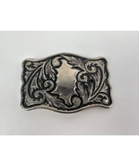 Vintage Silver Tone and Black Belt Buckle with Polished Stone for Engrav... - £6.31 GBP