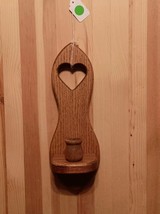 Vintage Oak Wood Wall Sconce Heart Cutout 12&quot; Decorative Country Farmhouse - $271.23 MXN