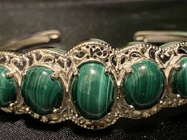 Chuck Clemency Malachite and Dioptase Cuff 925 Bracelet - £49.86 GBP