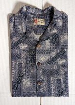 Hilo Hattie Mens  Hawaiian Aloha Camp Shirt Tiki Tapa Panel Print Blue XL USA - £19.55 GBP