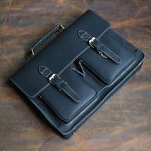 Genuine Leather Briefcase Men 15.6 Inch Laptop Business Portfolio Hand Bag Vinta - £170.76 GBP