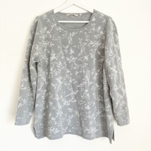 Soft Surroundings Gray White Scoop Neck Splatter Women’s Sweater PL - £15.72 GBP